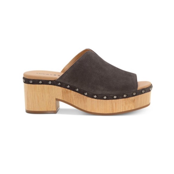 Lucky Brand Shoes - Worn once Lucky Brand Womens Simbrenna Peep Toe Clogs Gray 7 boho sandal chunky